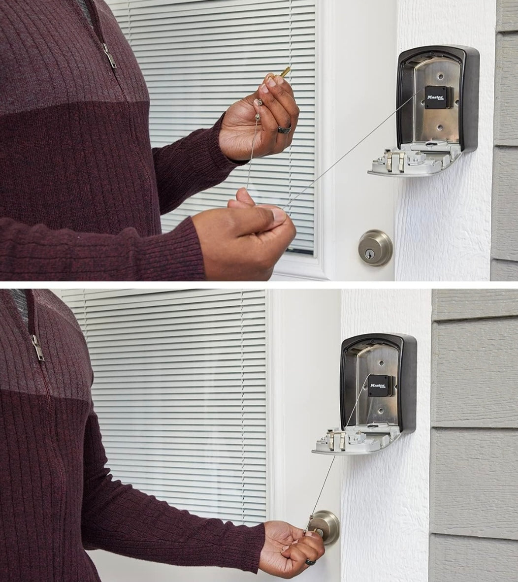 Câble rétractable pour boîte à clés.