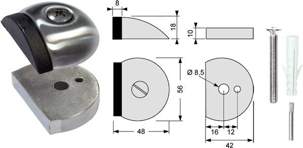 Plaque de réhausse 10mm pour arrêt de porte demi-lune inox
