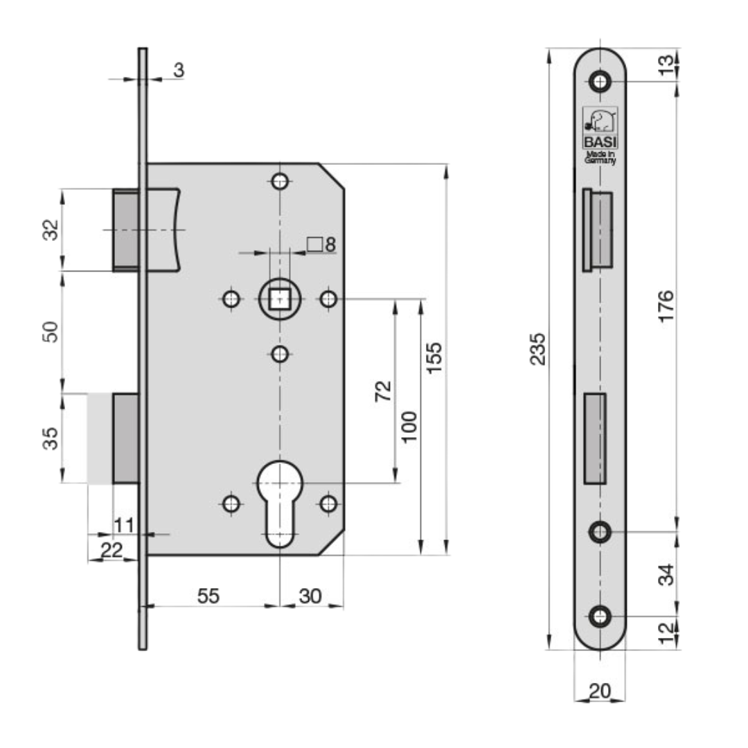 Serrure à larder PZ 55/72