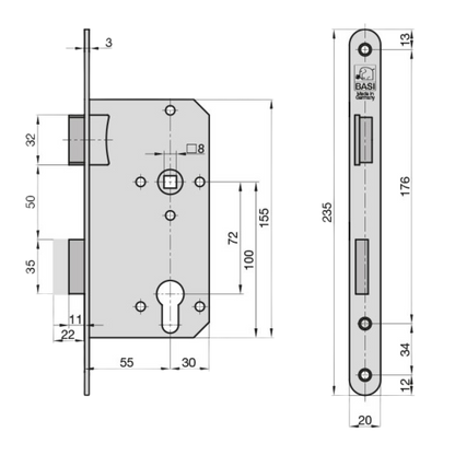 Serrure à larder PZ 55/72