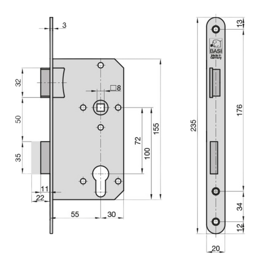 Serrure à larder PZ 55/72