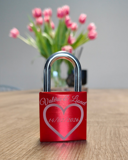 Cadenas Rouge Haut de Gamme à Graver – Robuste & Élégant