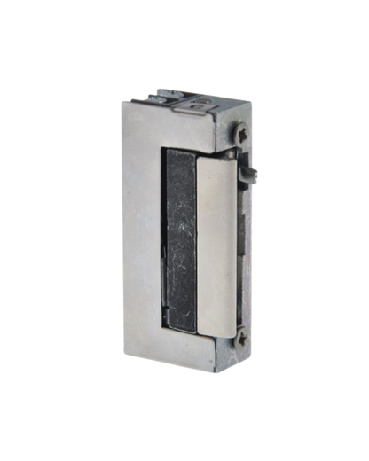 Gâche électrique 12-24V AC-DC avec levier de déverrouillage.