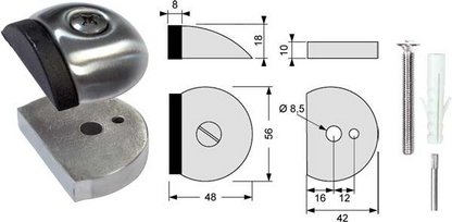 Plaque de réhausse 10mm pour arrêt de porte demi-lune inox